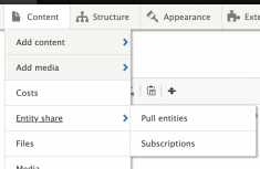 Content Syndication Entity Share Drop Down Menu