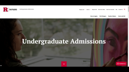 screenshot of Rutgers undergraduate admissions website