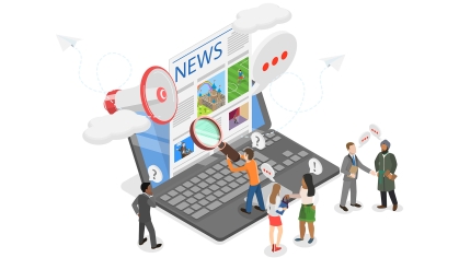 illustration of a news article on a laptop