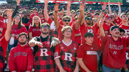 Rutgers students at a football game