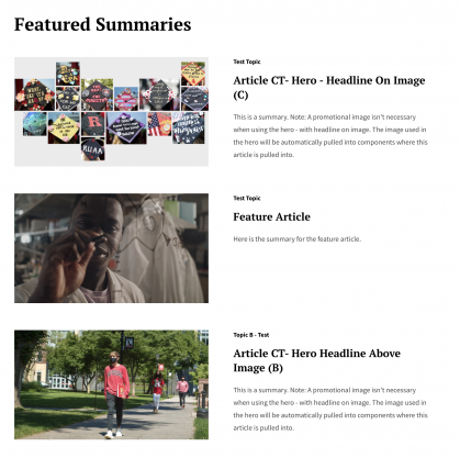 Featured Summaries - Horizontal - On Mini-Site and Articles