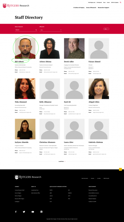Staff Directory Page