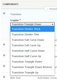 Transition Edit screen